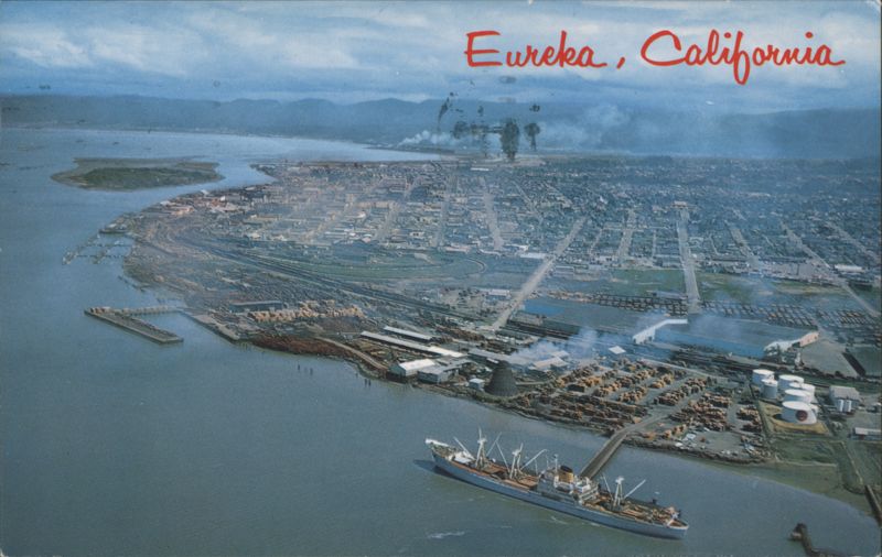 Eureka CA Aerial View, Largest City & Seaport, Redwood Empire California