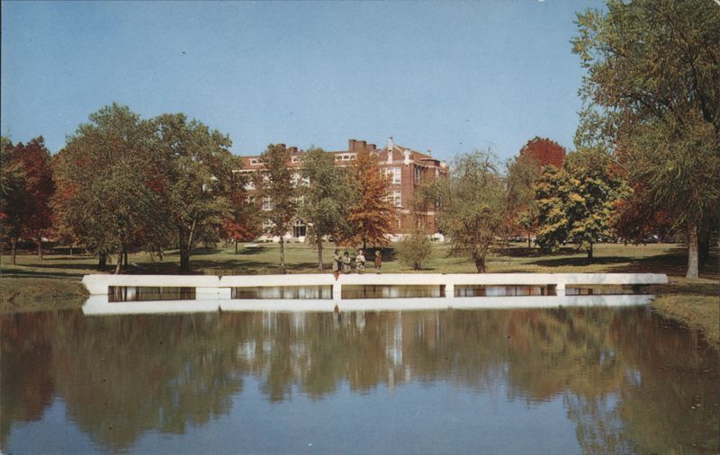 Reflection of Admin Building & Senior Bridge, William Woods College Fulton Missouri