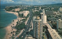 Waikiki & Kuhio Beaches, Kalakaua Ave, Honolulu HI Postcard