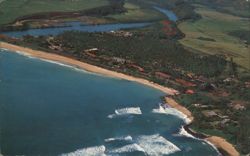 Coco Palms Resort, Lihue, Kauai - Aerial Beach View Postcard
