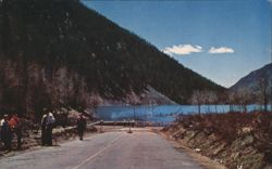 Quake Lake, Road Disappears into Lake Postcard