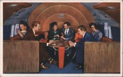 SKY LOUNGE DC-6 Deltaliner Club, People Playing Cards Postcard