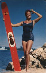 Jackie with the Water Ski Postcard