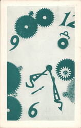 Jade Clock Gears & Hands, Gem & Mineral Society Exhibit Postcard