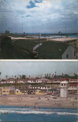 Pier Motel On the Beach at the Pier Oceanside CA Postcard