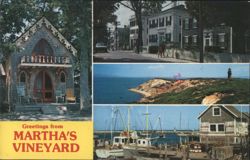 Martha's Vineyard Collage: Oak Bluffs, Edgartown, Gay Head Cliffs Postcard