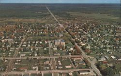 Aerial of Newberry, MI - Upper Peninsula Town View Postcard