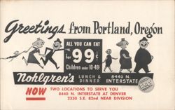 Greetings from Portland, Oregon - Nohlgren's All You Can Eat 99¢ Postcard