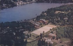 Lake Placid Club Airview, Mirror Lake, NY Postcard
