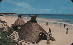 Playa Chac-Mool Beach, Thatched Huts Postcard