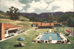 Alisal Ranch, Solvang, CA - Pool, Buildings, Mountains Postcard