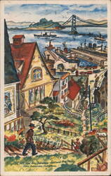 Telegraph Hill & San Francisco-Oakland Bay Bridge Postcard
