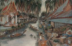 Morning scene along a canal, Bangkok Postcard