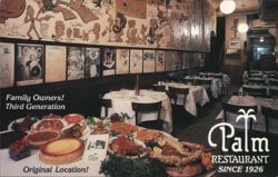 Palm Restaurant New York City, Steaks & Sketches Postcard