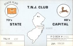 T.N.J. Club New Jersey CB Radio QSL Card Postcard