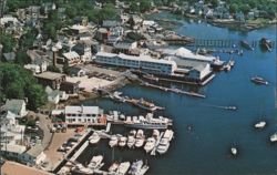 Boothbay Harbor Airview, Public Landing, Fisherman's Wharf Postcard