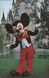 Mickey Mouse Greets Visitors at Cinderella Castle Postcard