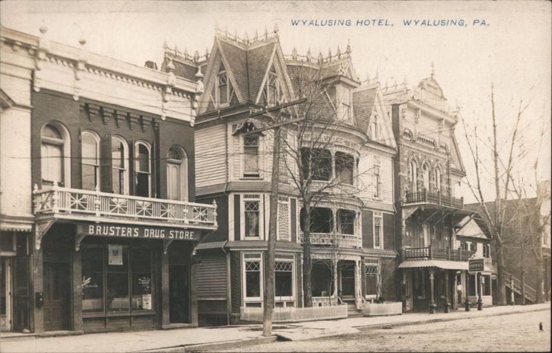Wyalusing Hotel & Brusters Drug Store, Street View Pennsylvania