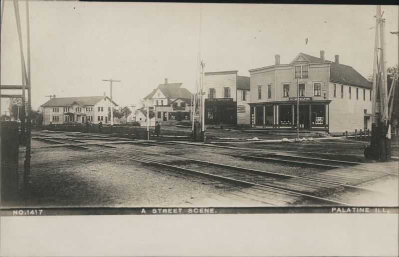 Street Scene with Railroad Tracks, Palatine, IL Illinois