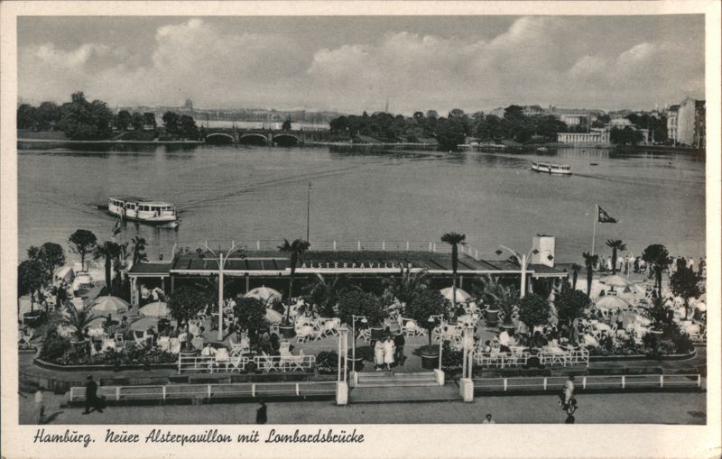 Neuer Alsterpavillon & Lombardsbrücke, Hamburg Germany
