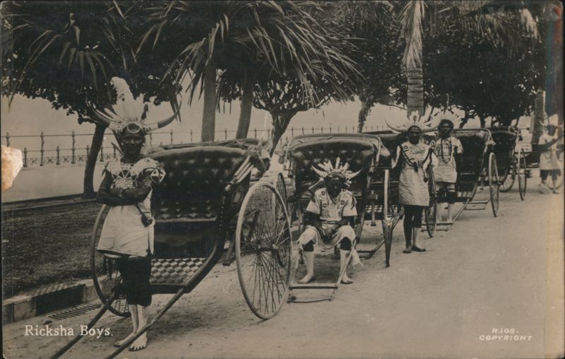 Ricksha Boys in Elaborate Costumes with Rickshaws Johannesburg South Africa