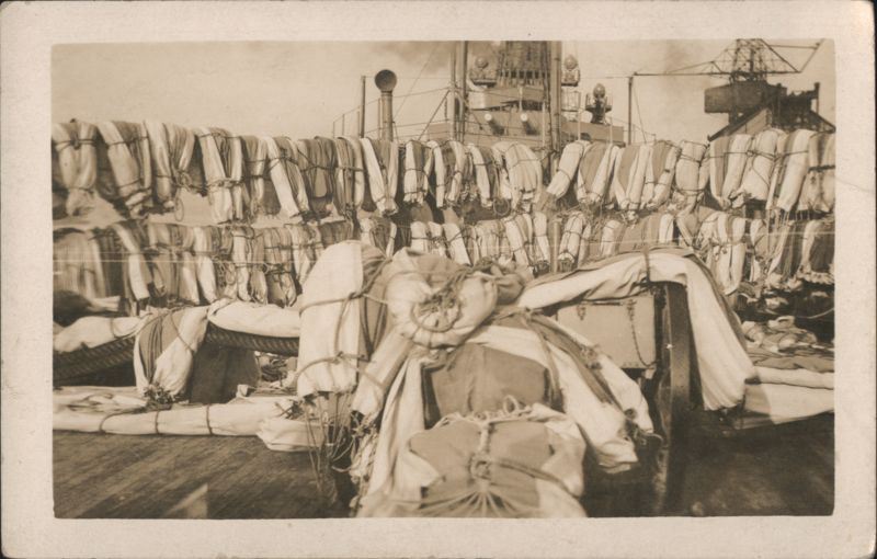 Life Jackets on Ship Deck, Naval Vessel Superstructure