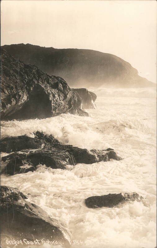 Oregon Coast Highway, Crashing Waves on Rocky Shore