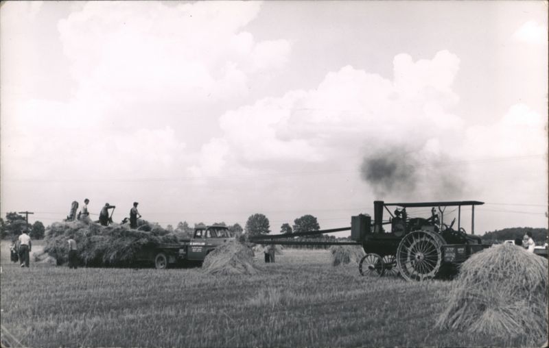 Sayles Hay Truck, Men Loading Hay, Steam Thresher Farming