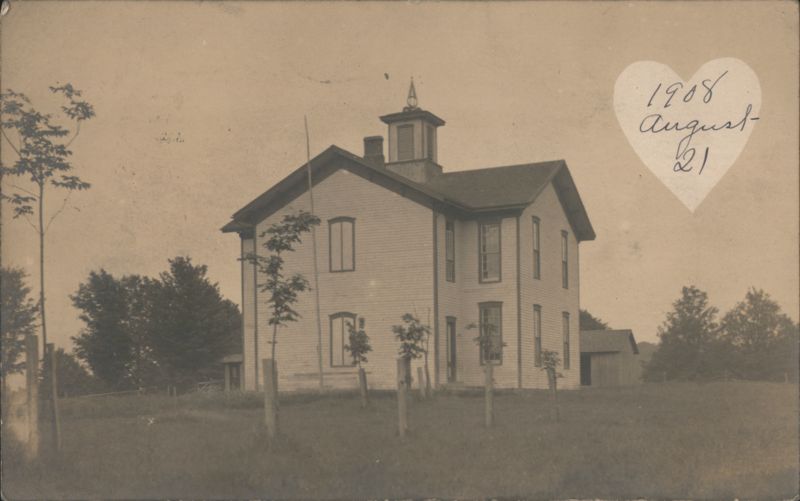 Schoolhouse with Cupola, 1908 August 21 East Smithfield Pennsylvania