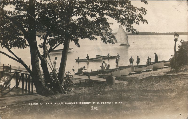 Beach at Fair Hills Summer Resort, Detroit, MN Minnesota