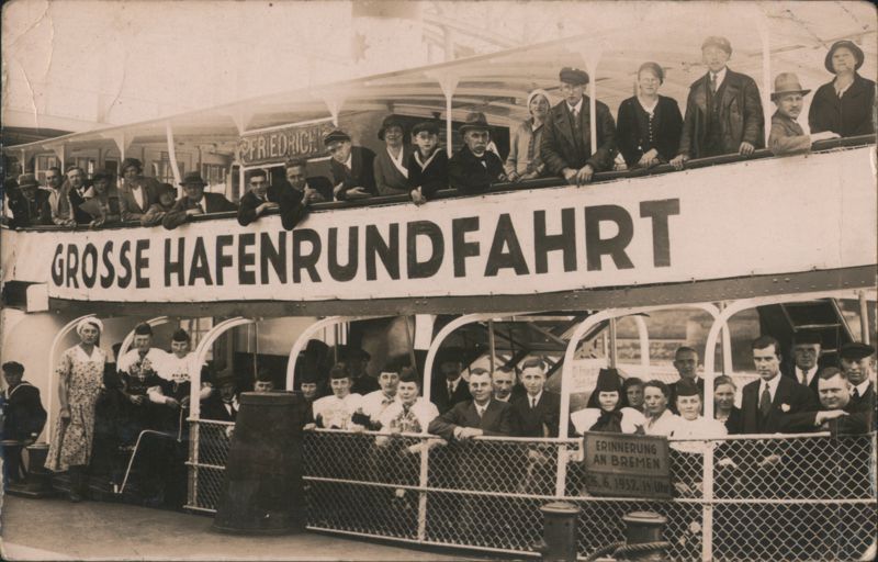 GROSSE HAFENRUNDFAHRT Bremen 1932, Tour Boat Friedrich Germany
