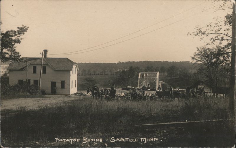 Potato Buying Sartell MN Horse-Drawn Wagons, House Minnesota