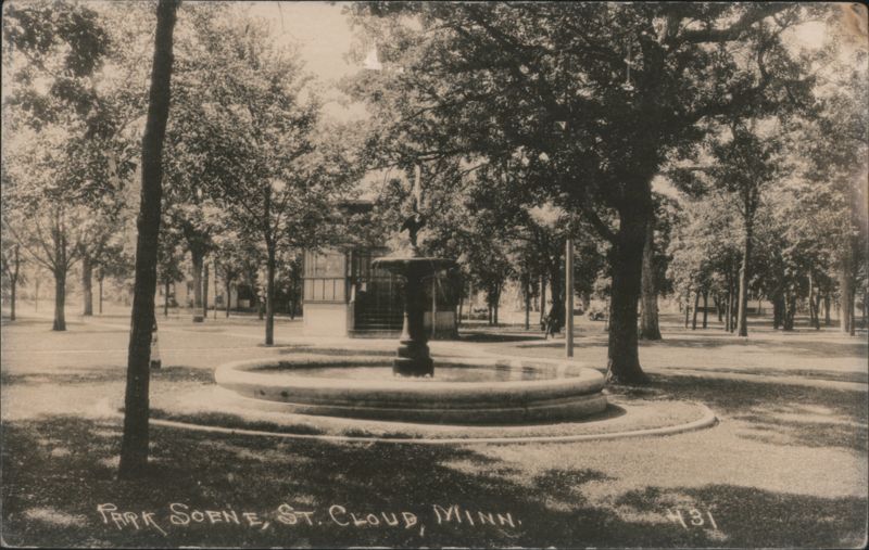 Park Scene with Fountain, St. Cloud, MN Minnesota