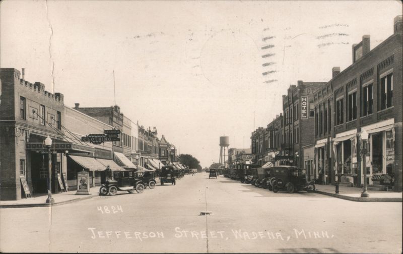 Jefferson Street with businesses and cars Wadena Minnesota
