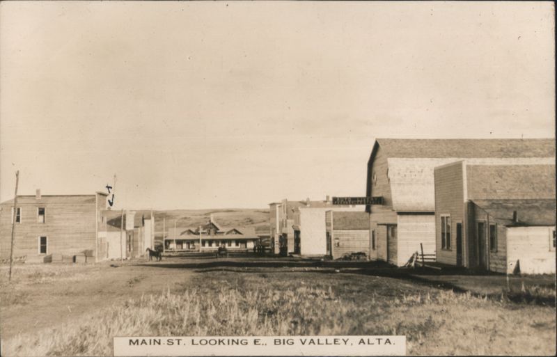 Main Street Looking East, Big Valley AB Canada Alberta