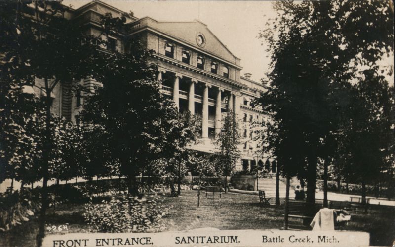 Battle Creek Sanitarium Front Entrance Michigan