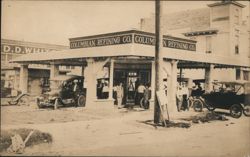 COLUMBIAN REFINING CO. Gas Station with Cars and People Postcard