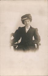 Woman in Ornate Hat & Suit, Sitting Portrait Postcard