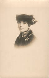 Woman in Fur Hat & Collar, Chicago Studio Portrait Postcard