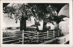 Combine Cuts a Swath at Harvester Farm, Museum of Science and Industry Postcard