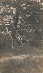 Wooden Staircase into Trees, Williamstown, MA Postcard