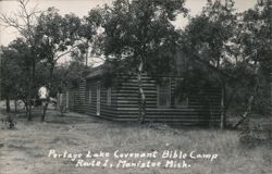 Portage Lake Covenant Bible Camp Log Cabins Postcard