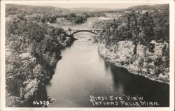 Bird's Eye View Taylors Falls, MN River Gorge Bridge Postcard