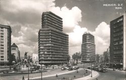 Mexico City D.F. Street Scene, Modern Buildings Postcard