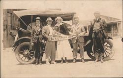 On the Boundary Line U.S. & Mex, Group with Auto Postcard