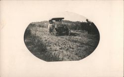 Early Automobile on Muddy Road, Rural Scene Postcard