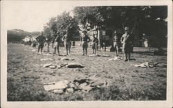 Soldiers in formation, military camp training Postcard