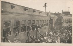 Train Departure People Waving & Shaking Hands Postcard