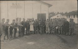 WWI German Soldiers at Workshop Barracks K.G. 8 Postcard