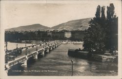 Genève. Pont du Mt Blanc et Ile Rousseau Postcard
